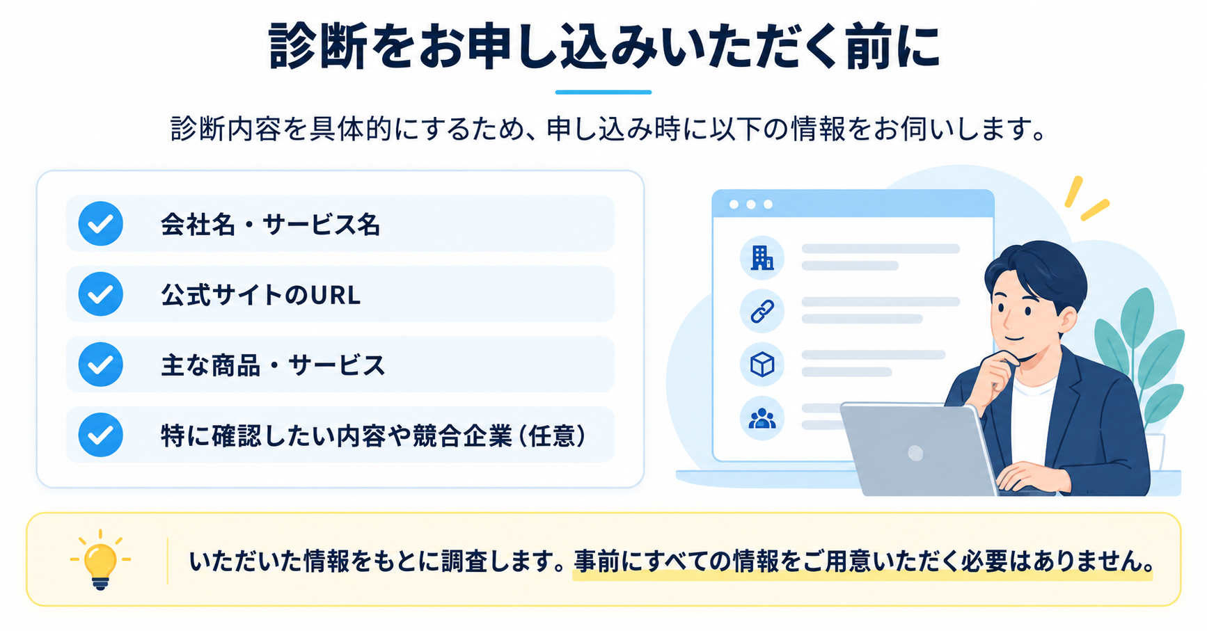 診断申し込み前の確認事項 診断申し込み前の確認事項